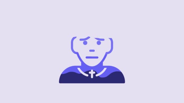 Blue Priest Icon Isolated Purple Background Video Motion Graphic Animation — Stock video