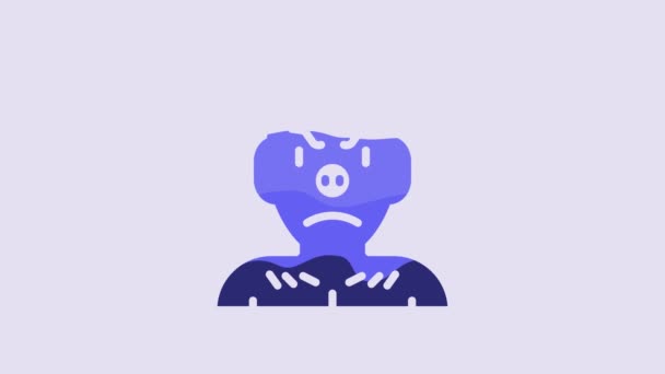 Krampus Azul Ícono Del Infierno Aislado Sobre Fondo Púrpura Diablo — Vídeos de Stock