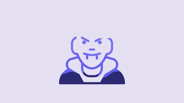 Blue Vampire Icon Isolated Purple Background Happy Halloween Party Video — Stockvideo