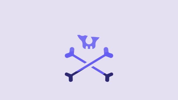 Blue Skull Crossbones Icon Isolated Purple Background Happy Halloween Party — Stock Video