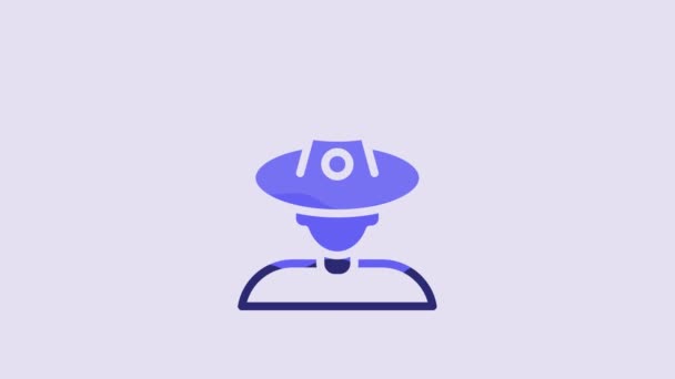 Blue Witch Icon Isolated Purple Background Happy Halloween Party Video — Vídeo de Stock