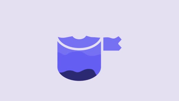 Icono Rollo Papel Higiénico Azul Aislado Sobre Fondo Púrpura Animación — Vídeo de stock