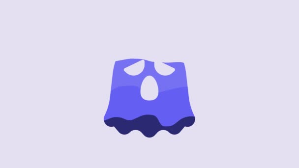Blue Ghost Icon Isolated Purple Background Happy Halloween Party Video — Vídeo de Stock
