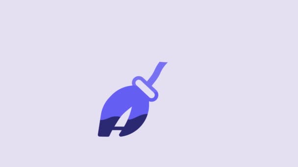 Blue Witches Broom Icon Isolated Purple Background Happy Halloween Party — Video