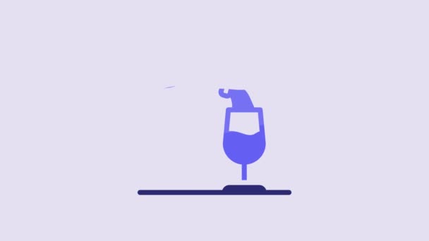 Blue Wine Tasting Ikon Degustation Diisolasi Pada Latar Belakang Ungu — Stok Video