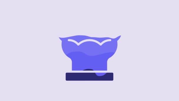 Μπλε Καπέλο Chef Εικονίδιο Απομονώνονται Μωβ Φόντο Σύμβολο Μαγειρικής Καπέλο — Αρχείο Βίντεο