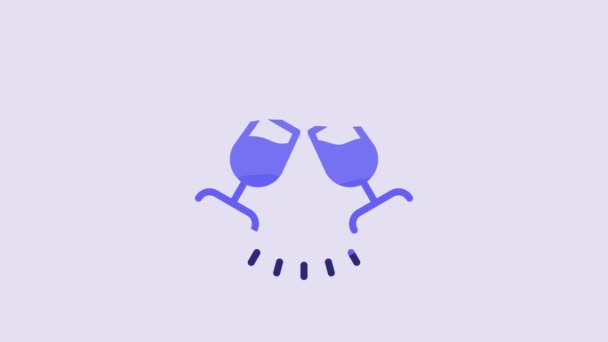 Blue Wine Tasting Degustation Icon Isolated Purple Background Sommelier Smells — Stock video