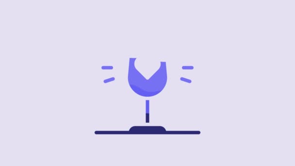 Blue Wine Glass Icon Isolated Purple Background Wineglass Sign Favorite — Stock videók