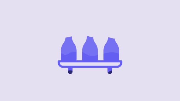 Blue Bottle Wine Icon Isolated Purple Background Wine Varieties Video — Stockvideo