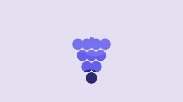 Blue Bunch Grapes Icon Isolated Purple Background Video Motion Graphic — Vídeo de Stock