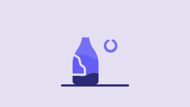 Icono Temperatura Del Vino Azul Aislado Sobre Fondo Púrpura Animación — Vídeo de stock