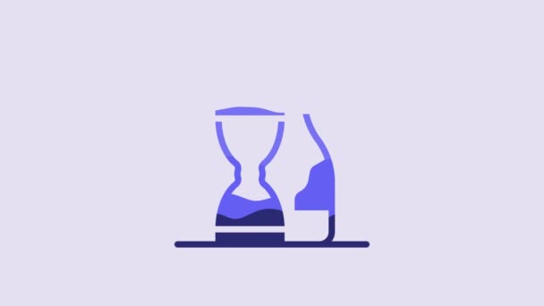 Blue Bottle Wine Icon Isolated Purple Background Wine Aging Video — Stockvideo