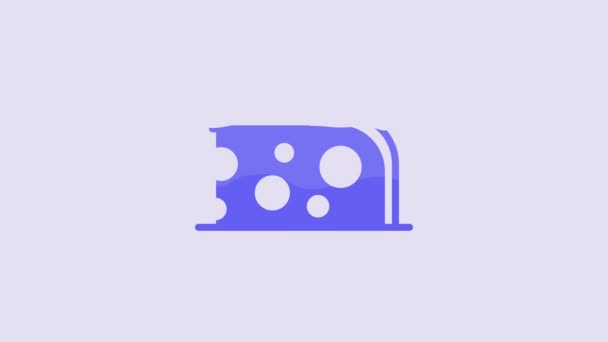 Blue Cheese Icon Isolated Purple Background Video Motion Graphic Animation — Wideo stockowe