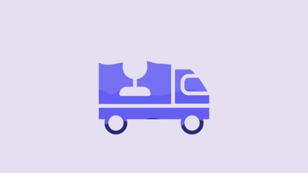 Blue Wine Truck Icon Isolated Purple Background Fast Delivery Video — Wideo stockowe