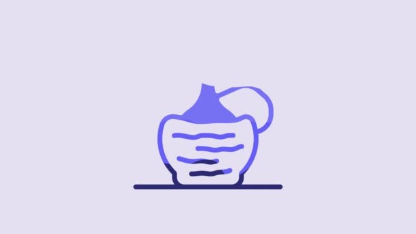 Blue Wine Italian Fiasco Bottle Icon Isolated Purple Background Wine — Stockvideo