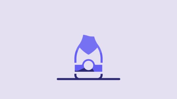 Blue Champagne Bottle Icon Isolated Purple Background Video Motion Graphic — Video