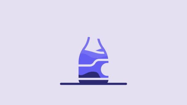Blue Bottle Wine Icon Isolated Purple Background Video Motion Graphic — Video