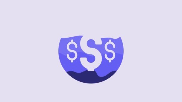 Символ Синего Доллара Выделен Фиолетовом Фоне Наличные Деньги Богатство Платежный — стоковое видео