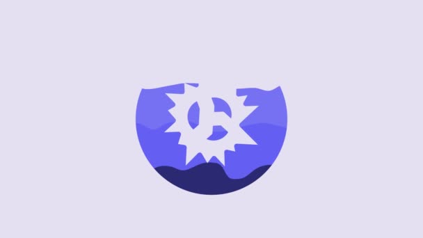 Blue Bomb Explosion Shrapnel Fireball Icon Isolated Purple Background Video — 图库视频影像