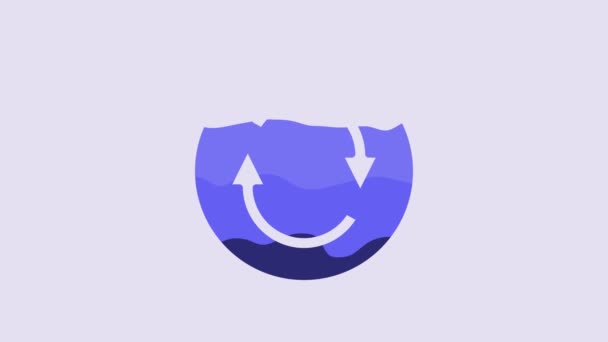 Niebieski Recykling Symbol Ikona Izolowane Fioletowym Tle Okrągła Ikona Strzałek — Wideo stockowe