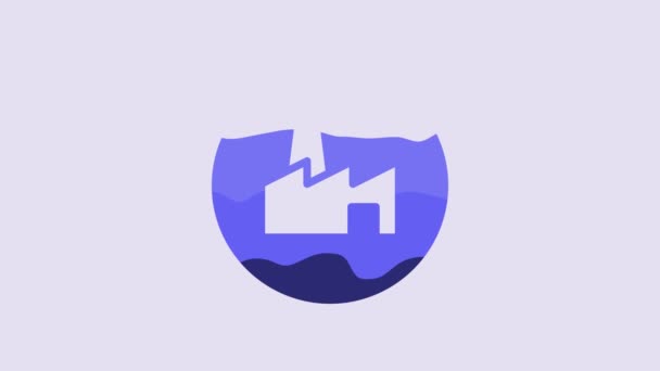 Blue Factory Production Icon Isolated Purple Background Industrial Building Video — Wideo stockowe