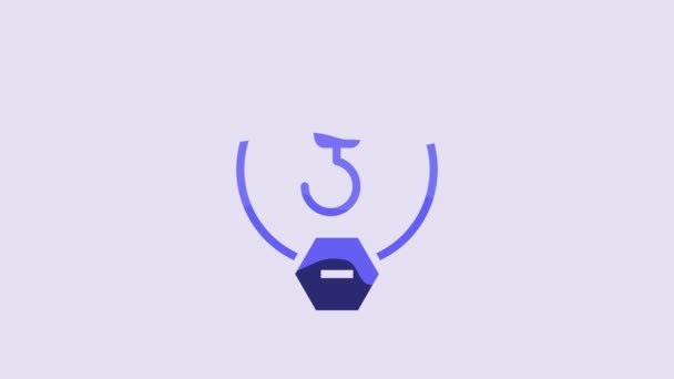 Blue Industrial Hook Icon Isolated Purple Background Crane Hook Icon — Stock Video