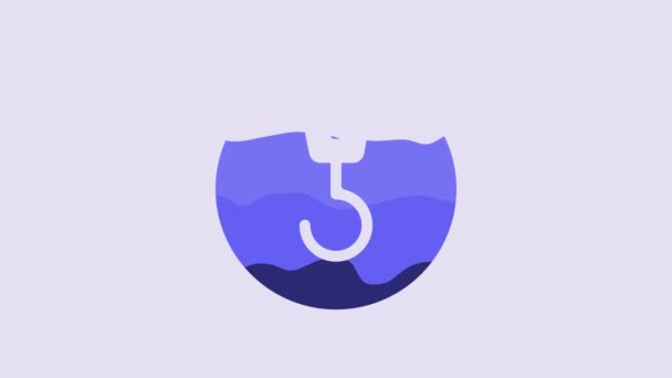 Icono Gancho Industrial Azul Aislado Sobre Fondo Púrpura Icono Del — Vídeo de stock