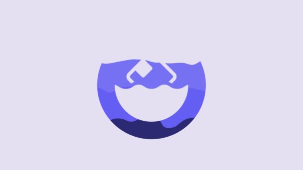 Icono Caja Cartón Azul Aislado Sobre Fondo Púrpura Caja Paquete — Vídeo de stock
