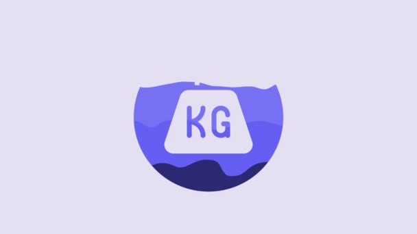 Blue Weight Icon Isolated Purple Background Kilogram Weight Block Weight — Wideo stockowe