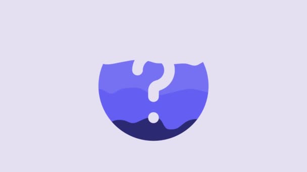 Blue Unknown Search Icon Isolated Purple Background Magnifying Glass Question — 图库视频影像