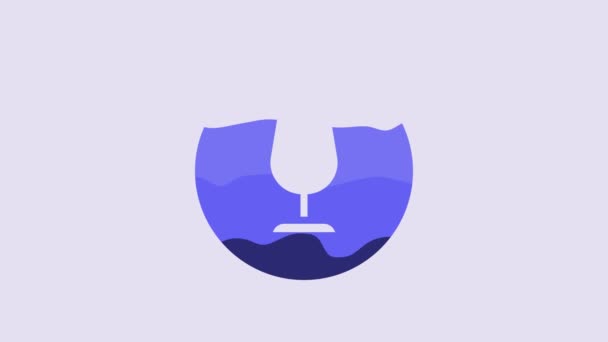 Modrý Symbol Křehkého Skla Pro Ikonu Doručovacích Schránek Izolovaných Fialovém — Stock video