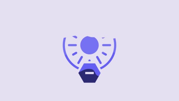 Blue Direct Sunlight Icon Isolated Purple Background Video Motion Graphic — Wideo stockowe