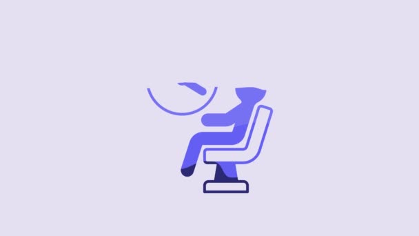 Blue Human Waiting Airport Terminal Icon Isolated Purple Background Video — Vídeos de Stock