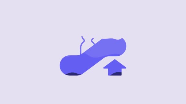 Синий Эскалатор Вверх Иконка Изолирована Фиолетовом Фоне Видеографическая Анимация — стоковое видео