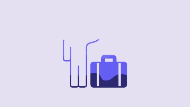 Blue Tourist Suitcase Icon Isolated Purple Background Travelling Vacation Tourism — Stok video