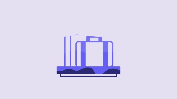 Escala Azul Con Icono Maleta Aislado Sobre Fondo Púrpura Logística — Vídeo de stock