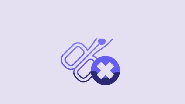 Blue Scissors Icon Isolated Purple Background Video Motion Graphic Animation — Wideo stockowe