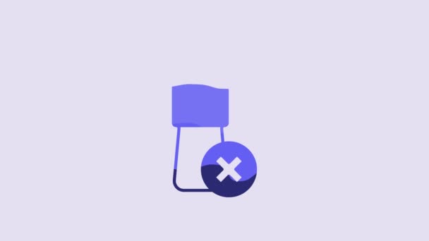 Синій Значка Пляшки Води Ізольовані Фіолетовому Фоні Немає Пластикової Пляшки — стокове відео
