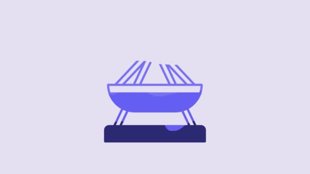 Blue Boat Swing Icon Isolated Purple Background Childrens Entertainment Playground — 图库视频影像