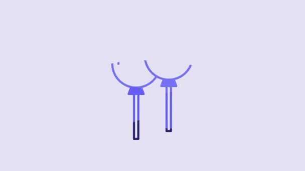 Blue Balloons Ribbon Icon Isolated Purple Background Video Motion Graphic — Stock video
