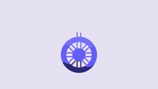 Блакитний Уніцикл Або Ікона Одного Велосипеда Ізольована Фіолетовому Фоні Моноколесо — стокове відео