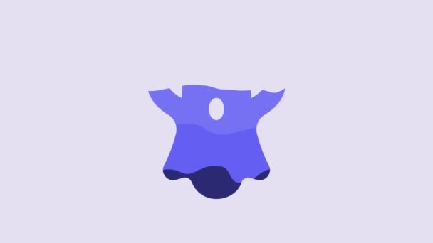 Blue Ghost Icon Isolated Purple Background Happy Halloween Party Video — Vídeo de Stock