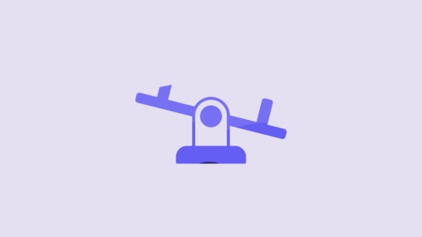 Blue Seesaw Icon Isolated Purple Background Teeter Equal Board Playground — Stock videók