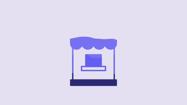 Blaues Kassensymbol Isoliert Auf Violettem Hintergrund Ticketstand Für Den Verkauf — Stockvideo