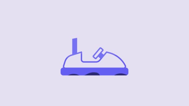 Blue Bumper Car Icon Isolated Purple Background Amusement Park Childrens — Stockvideo