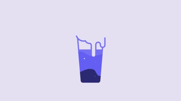 Niebieski Szklanka Ikona Piwa Izolowane Fioletowym Tle Animacja Graficzna Ruchu — Wideo stockowe