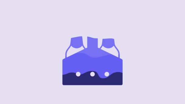 Blue Pack Beer Bottles Icon Isolated Purple Background Case Crate — 图库视频影像