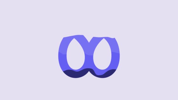 蓝色菱形图标在紫色背景上隔离 德国安慰食品糕点 Oktoberfest节 4K视频运动图形动画 — 图库视频影像