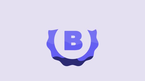 Blue Bottle Cap Inscription Beer Icon Isolated Purple Background Video — 图库视频影像
