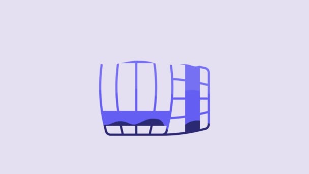 Синий Бочонок Wooden Выделен Фиолетовом Фоне Алкогольная Бочка Сосуд Напитков — стоковое видео